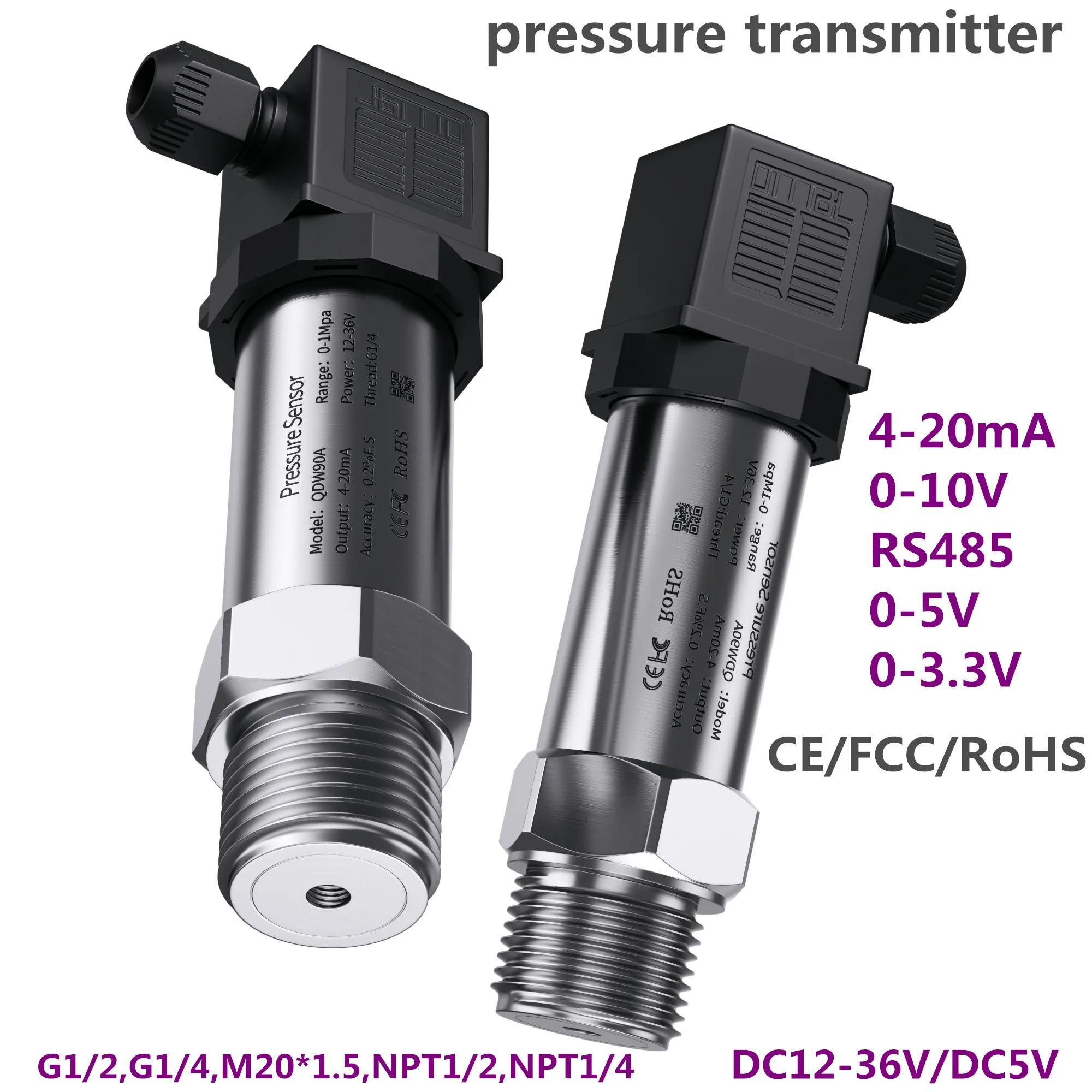 Pressure Sensor 1bar 10bar 16bar 0.1Mpa 2.5Mpa 24V G1/4 water oil gas pressure transmitter