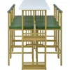 7-Piece Counter Height Dining Bar Table Set, 63"L Counter Height Dining Table with Open Shelves and 6 Upholstered Stools 5