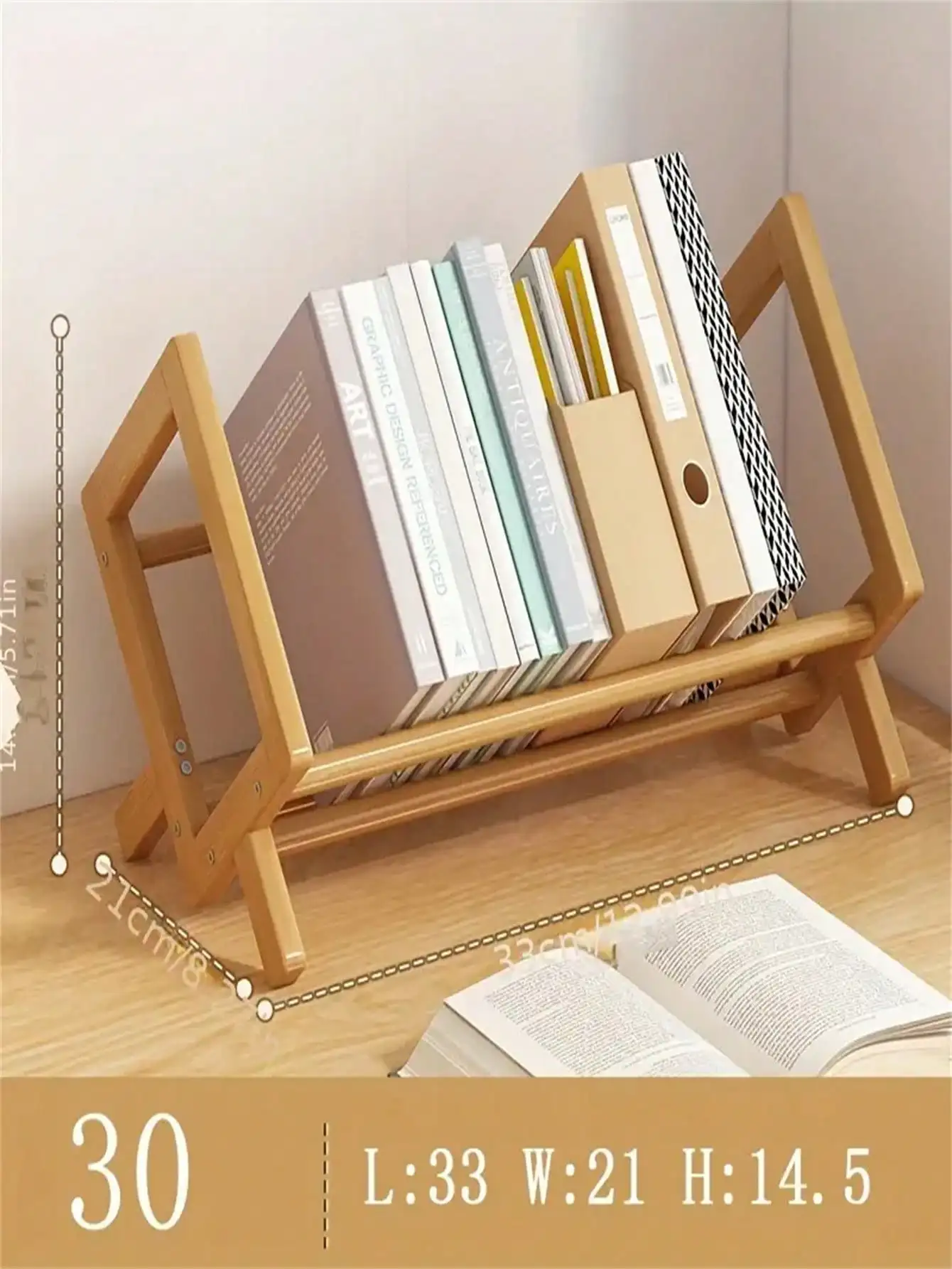 Small Creative Bamboo Desktop Bookshelf for Home Office, Student Desk Organizer, Book Storage Rack 4