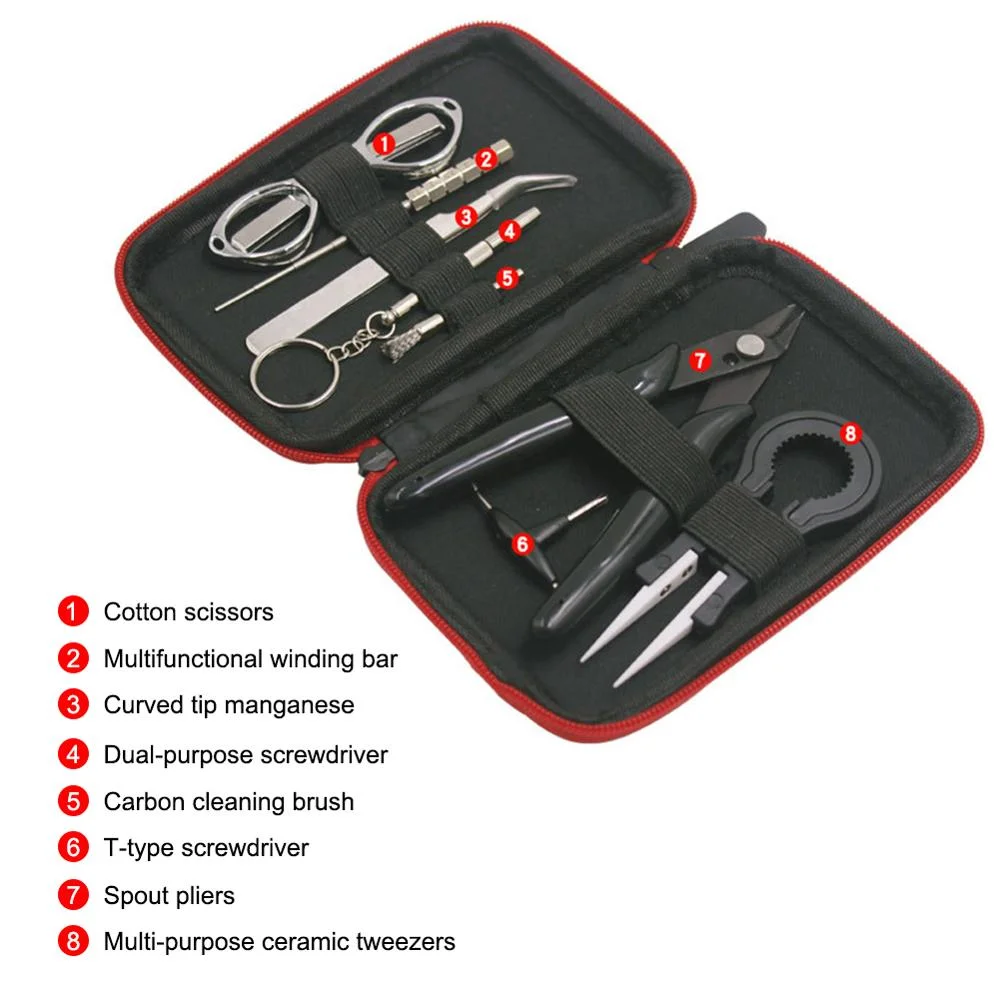 Electronic 9 in 1 Cigarette DIY Tool Kit Coil jig Tweezers Pliers Repair Tool Kits for Cig Accessories Vape Bag Coiling Kit - 6
