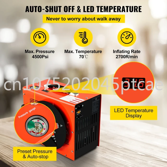 Compresor de aire PCP de alta presión, bomba de 12V, 110V, 220V, adaptador  incorporado y ventilador de parada automática para Rifle de aire, botella  de buceo, 4500Psi - AliExpress