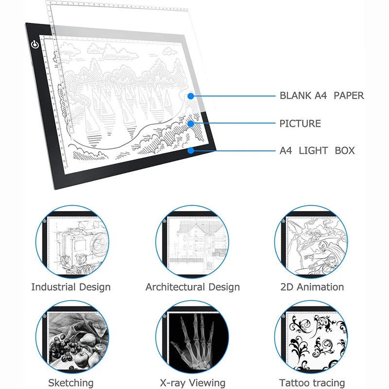 A4 LED Light Box Tracing Drawing Board Art Design Pad Copy