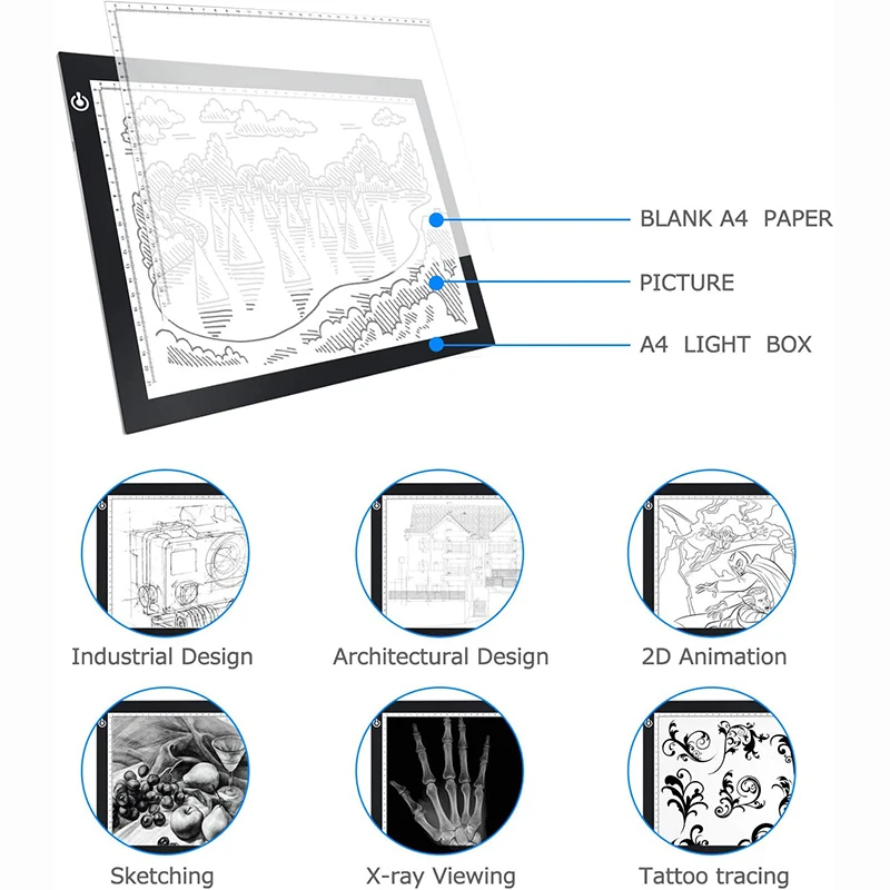 Rechargeable A4 Led Light Pad Tracer Wireless LED Light Box for