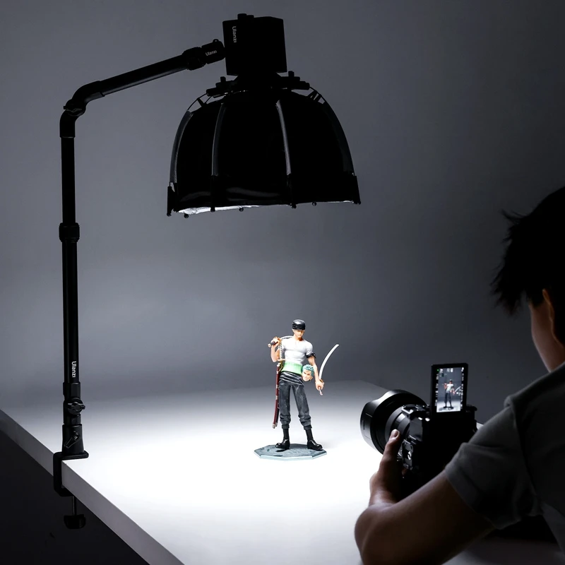 Ulanzi ZJ02 Camera Desk Mount with Holding Arm 4.8cm C-Clamp Flexible Adjustment Extend to 65cm Arm for Still Life Photography