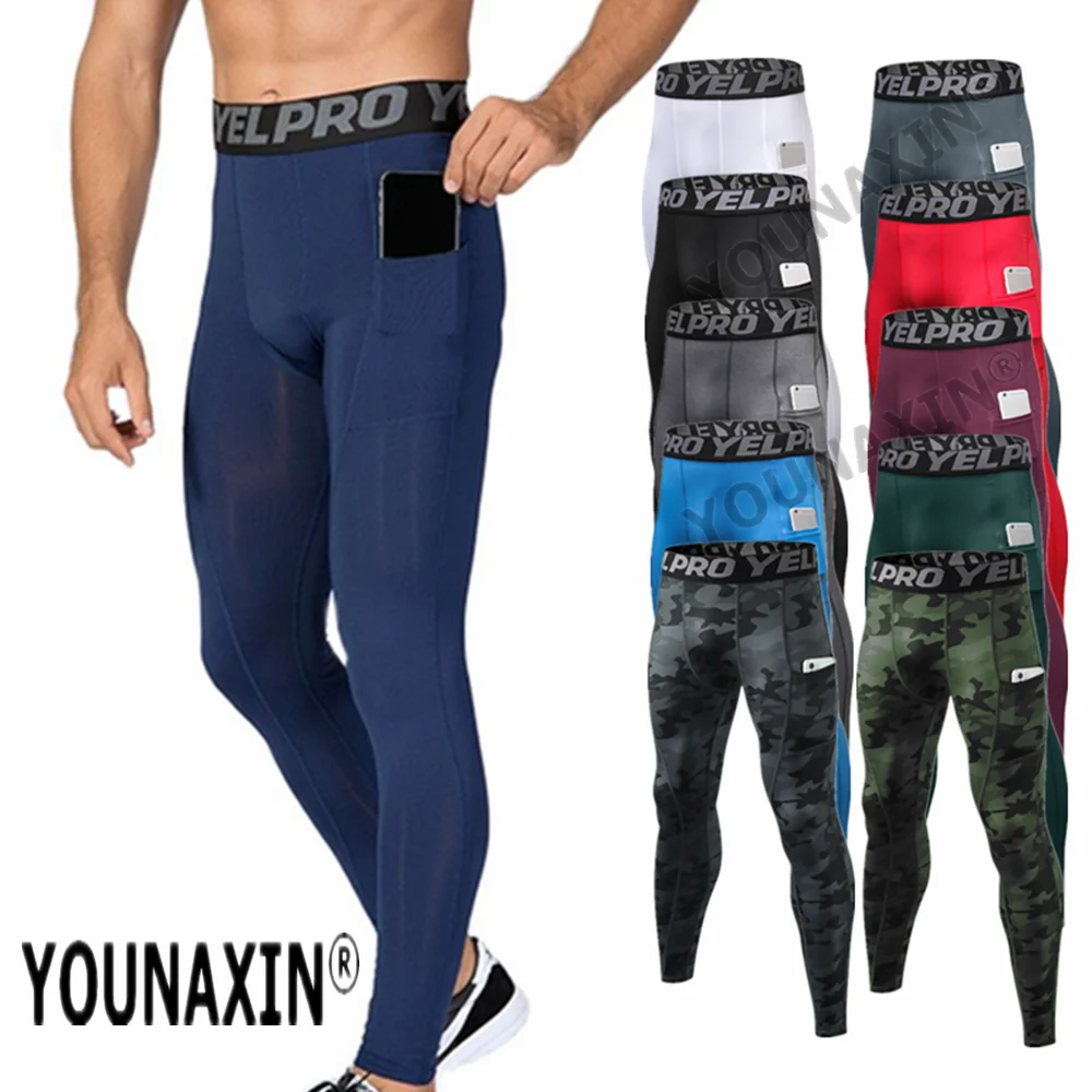 Men Basketball Running Sports Pants With Pocket Yoga Fitness Outdoor Training Exercise Tight Elasticity Compression Leggings