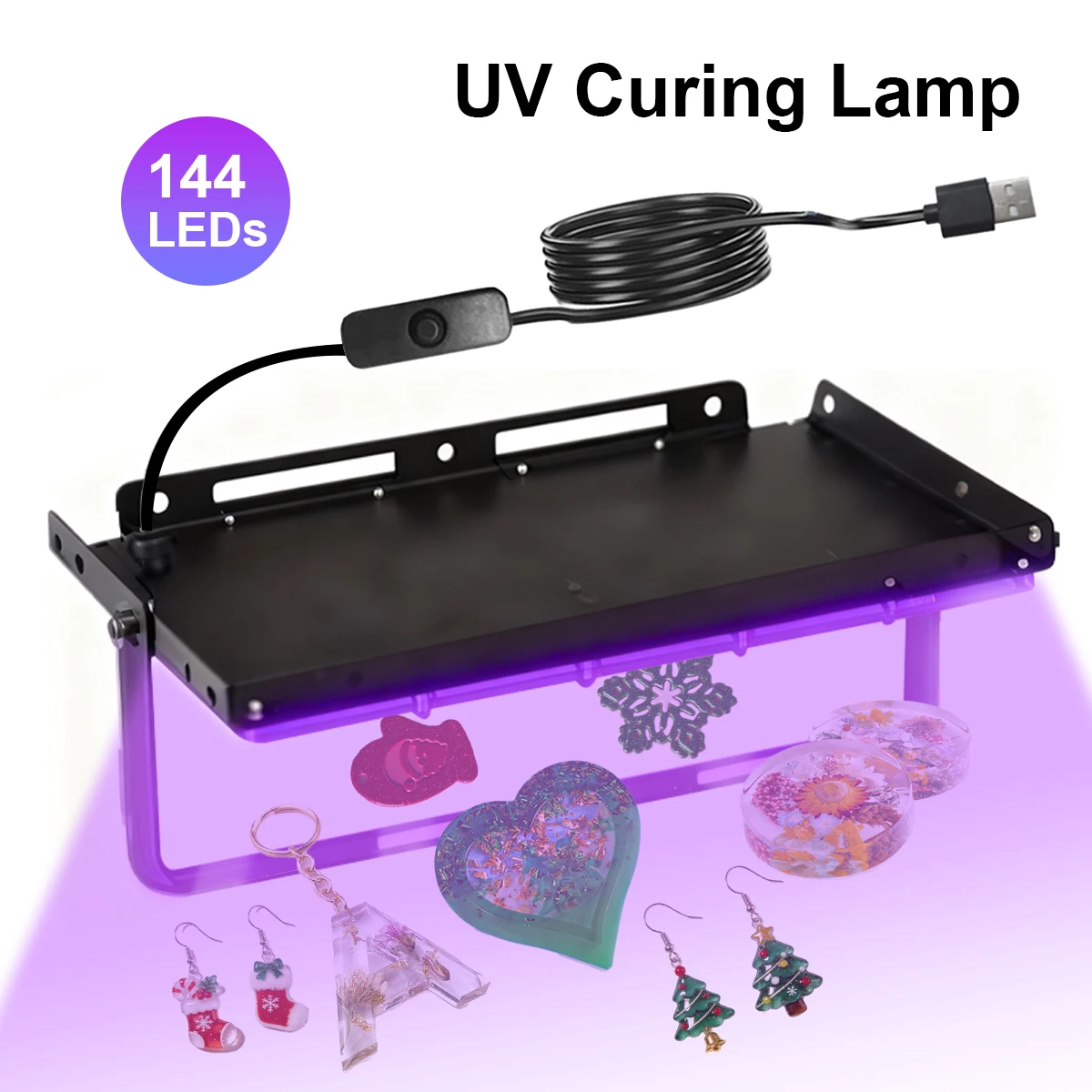 144 LED 자외선 레진 램프, USB로 작동, 레진 선물, 귀걸이, 열쇠고리, DIY 경화 램프, 선물 제작용