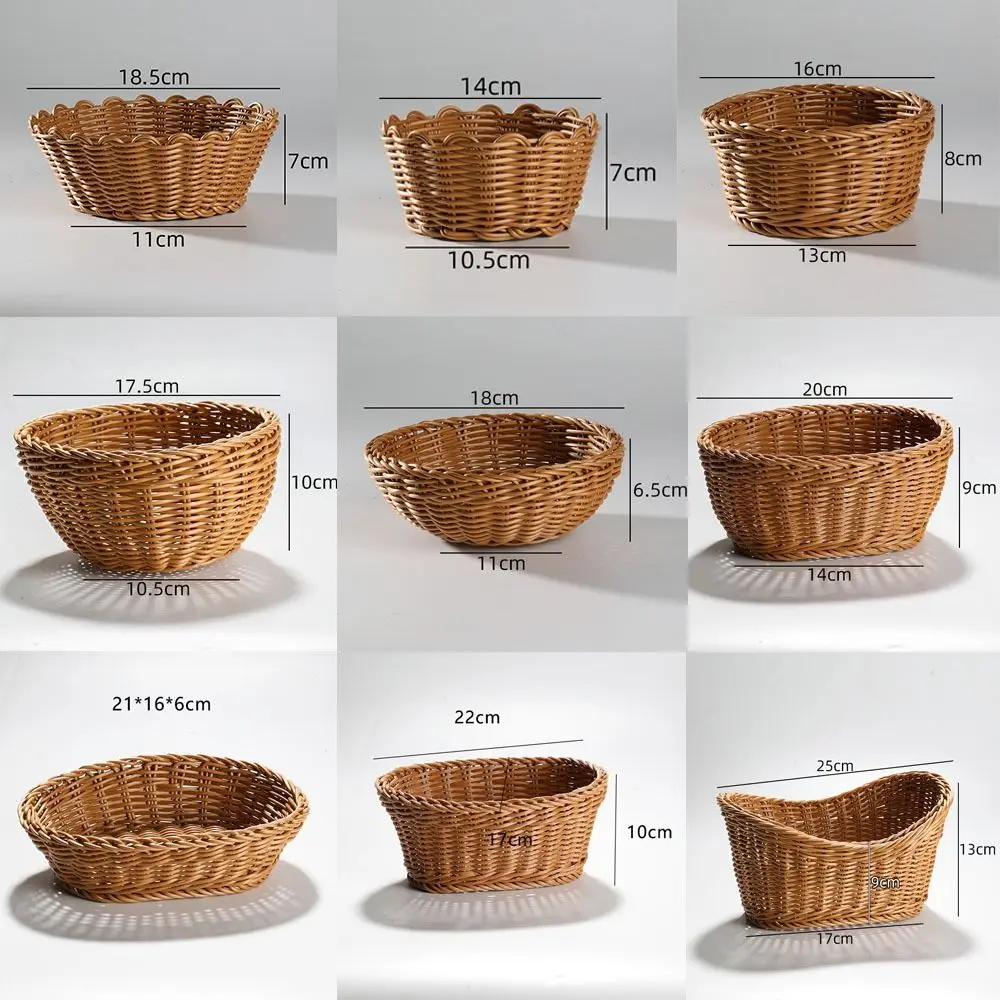 High Quality Rattan Wicker Woven Serving Baskets Handwoven Bread Fruit Vegetables Basket Drain Chopstick Fork Spoon Holder