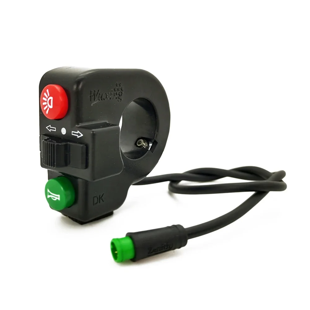 Scooter Ebike Electric Bicycle Switch Horn Turn Signal with 5PIN Waterproof Plug 22mm 3-In-1 Throttle Control