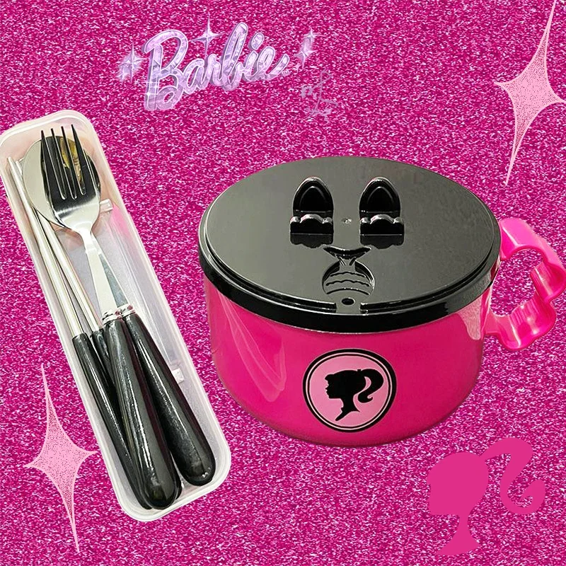 

Миска Барби из нержавеющей стали, деликатная стильная миска для лапши, большой вместимости, посуда для дома, подарок для девочек и детей