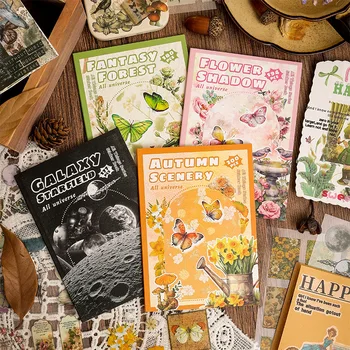Y2K Style Retro Sticker Book Vintage Flower Notebook DIY Sticker Background Decoration Base Material Book Phone Case Decoration 1