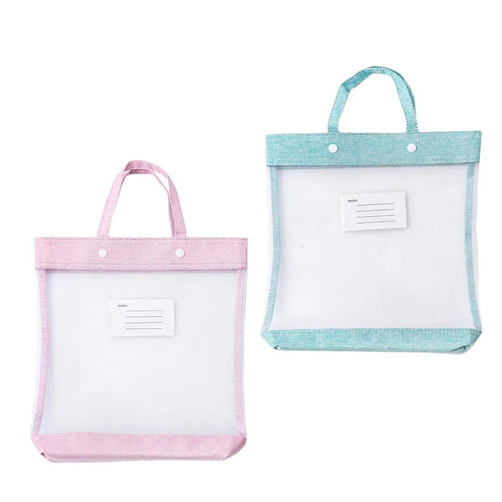 2Pcs 문서 폴더 파일 가방 스냅 버튼 사무실 학교 파일 보관 홀더를위한 휴대용 경량 문서 주최자