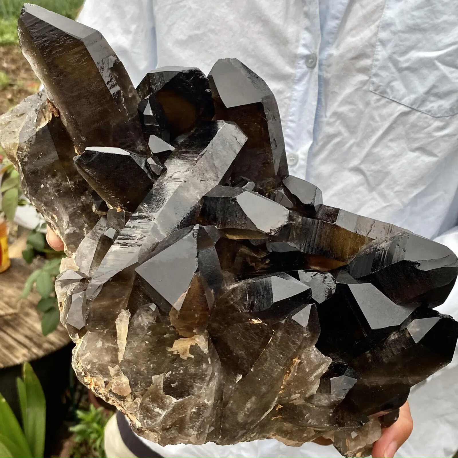 Natural Black Smoke Quartz Crystal Clusters, Quartz Original Mineral Sample Recovery Gems, Home Office Degaussing Clusters 6