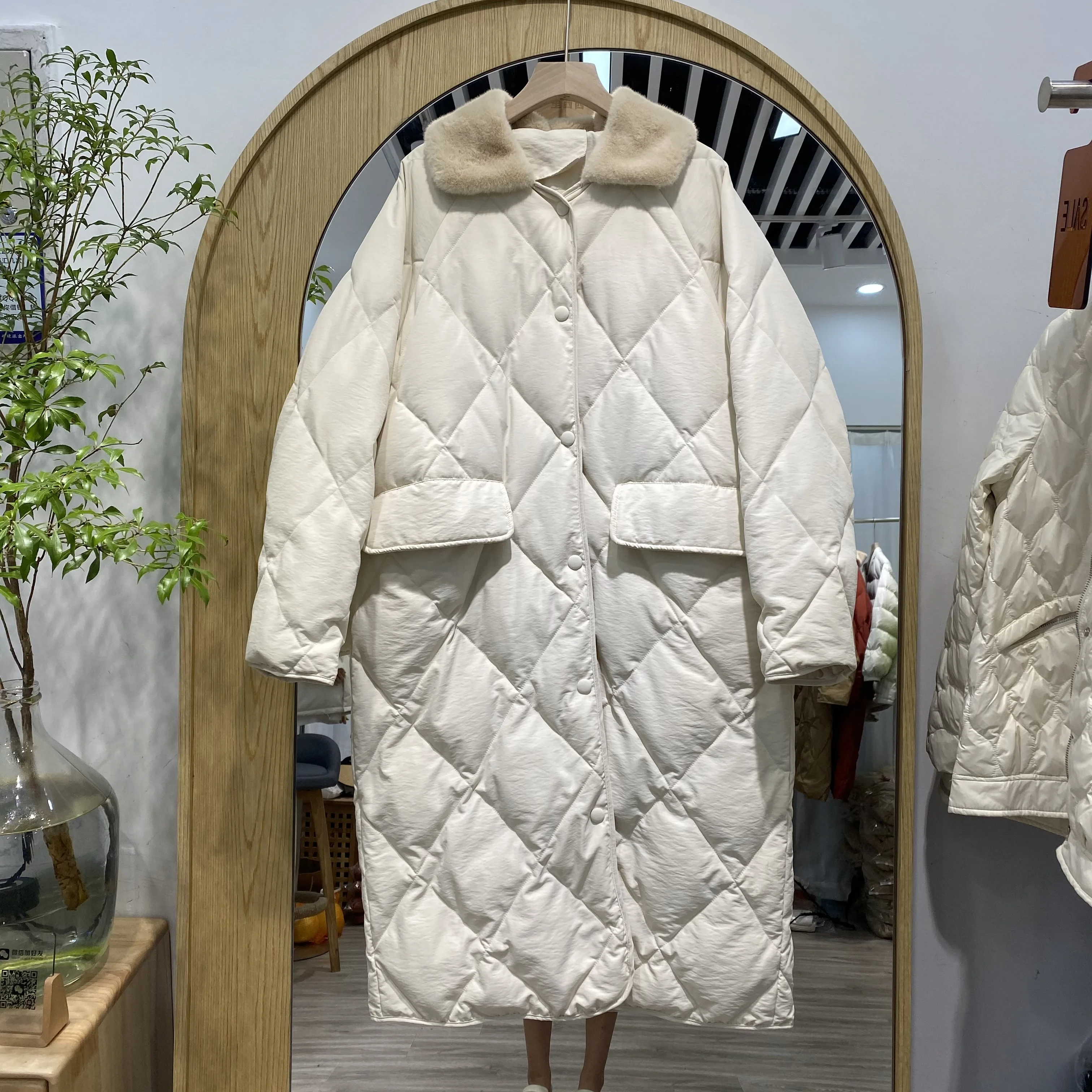 Down Jacket Women's Mid-length White Duck Down Student Korean Style Slim Coat Female Ins Winter