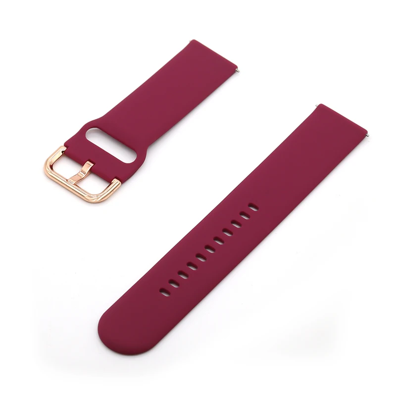 Rose Gold Buckle Silicone Wristband Strap, 20mm/22mm