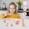 TYRY.HU 7PCS/Set Silicone Toddler Toys Tea Set For Little Girls And Boys 100% Food Silicone BPA Free Tea Set For Kids Tea Time 1