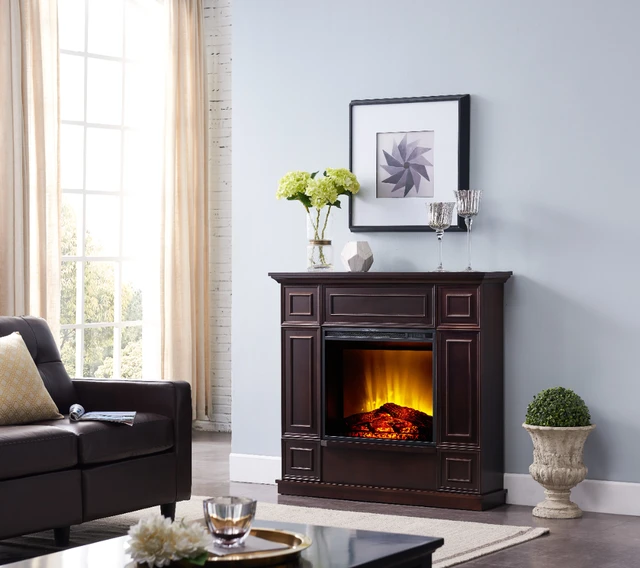 Bold Flame 43.31 inch Electric Fireplace in Dark Chocolate - AliExpress
