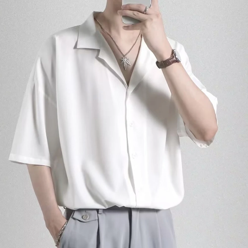 Men Clothing Shirt Street Turn Down Collar Casual Comfortable Fashionable Men Plus Size Short Sleeve
