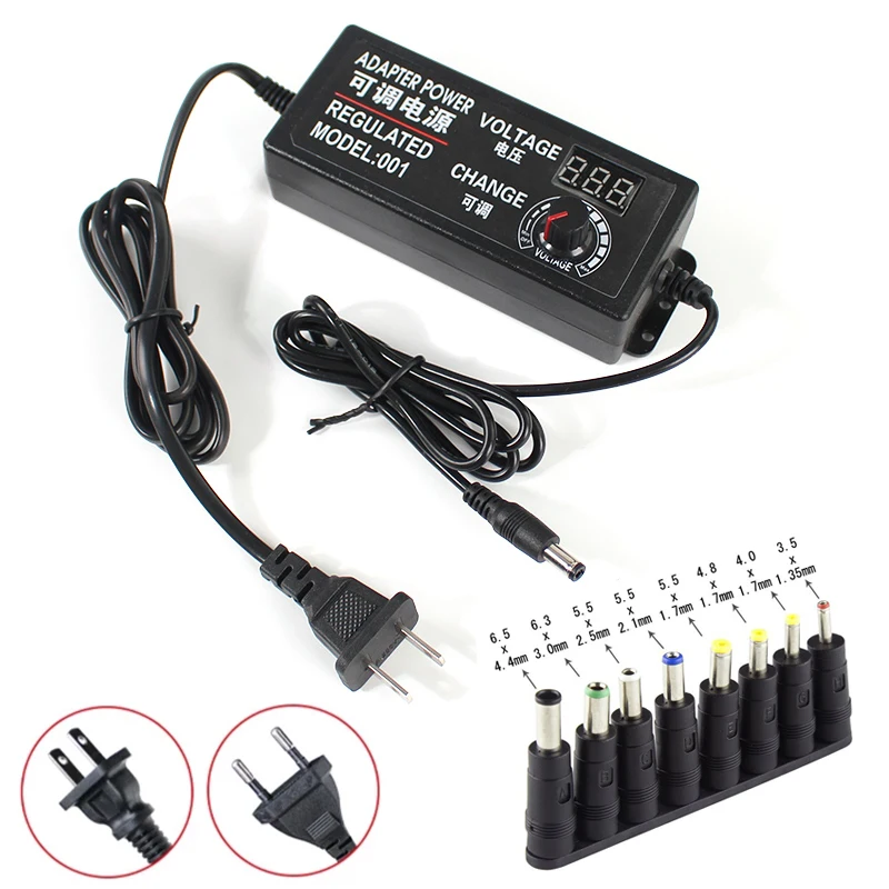 para dc 3v12v 9v24v 12v-24v Adaptador Universal com Tela de Exibição Tensão Regulada Fonte de Alimentação Adatpor dc Fêmea ac Ajustável