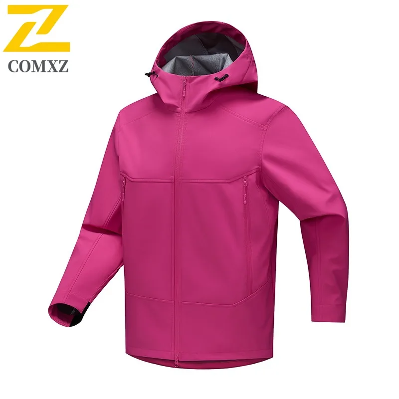 COMXZ Trench Coat Soft Shell Classic Windproof Climbing Camping Chaqueta Hiking Waterproof Lightweight Versatile Men's Outerwear