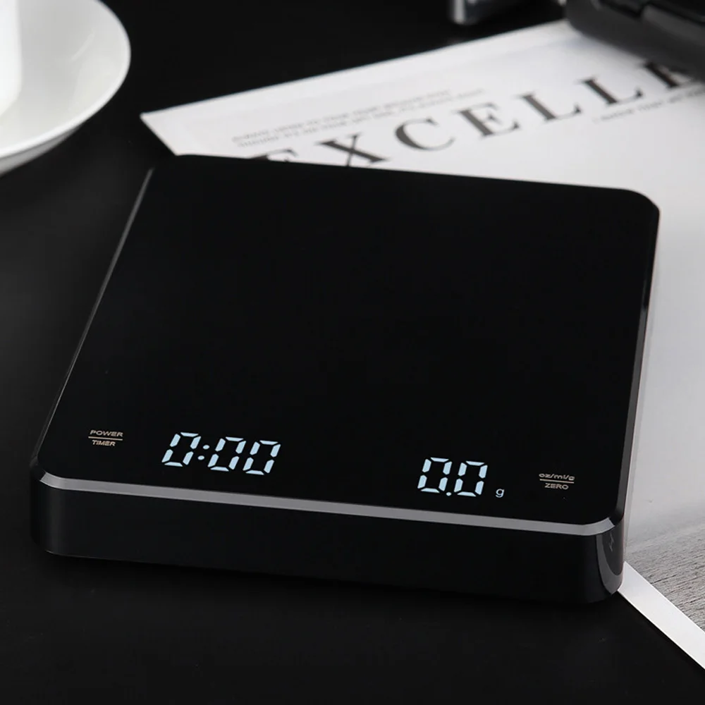 1pc Digital Scale with Timer LED Screen Espresso USB 3kg Max.Weighing 0.1g High Precision Measures in Oz/ml/g Kitchen Scale