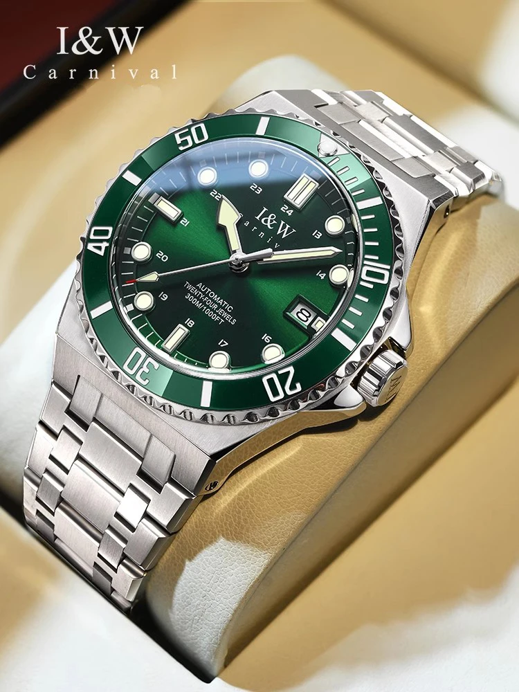 42Mm I & W Brand Watch Nh35 Orologio Meccanico Automatico Vintage Men 300M Orologi Subacquei Impermeabili Per Uomo Zaffiro Luminoso