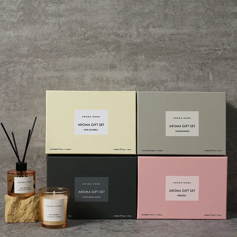2Pcs Gift Box Set Aromatherapy Essential Oil Rattan Handmade Clear Scented Candle Lamp Companion Return Gift Fragrance Diffuser home fragrance products aroma oil diffuser aroma essential oil