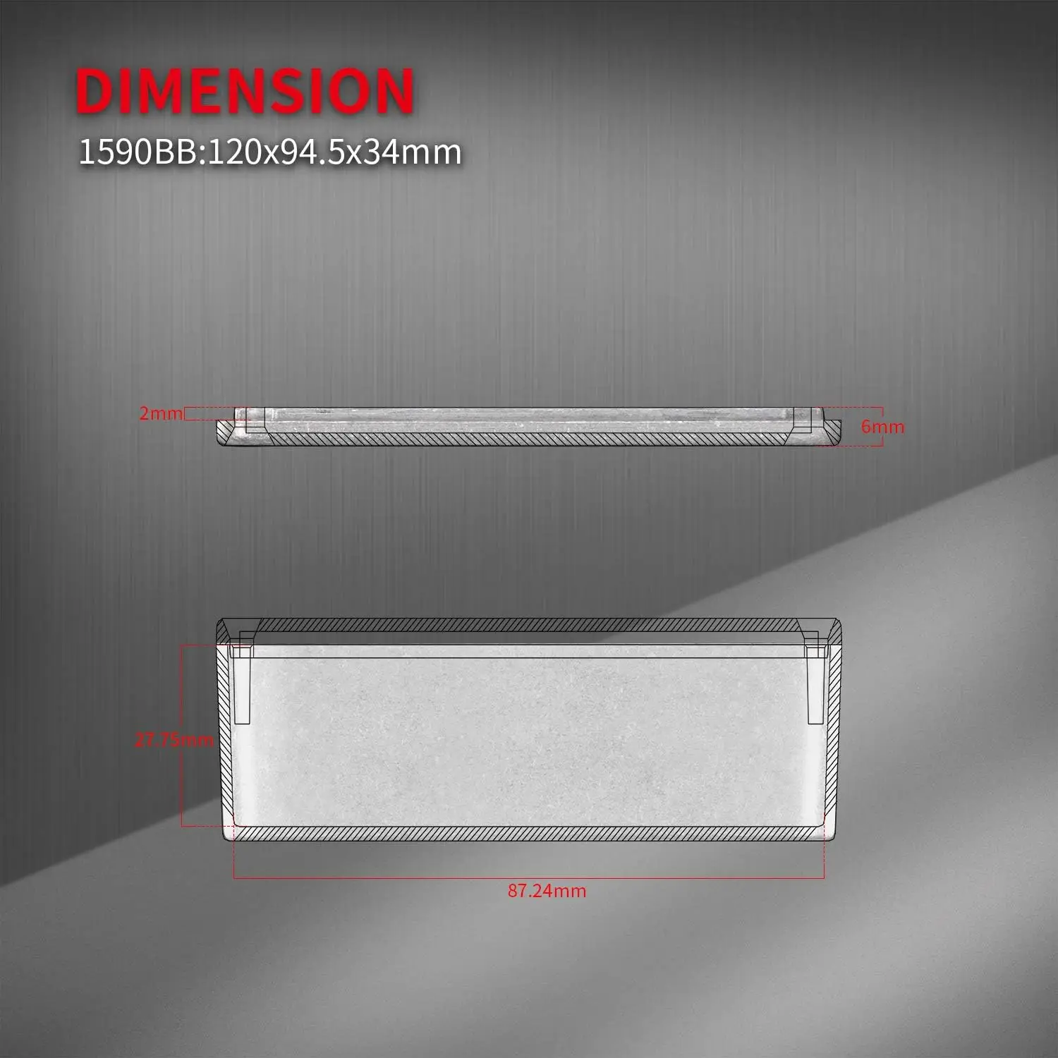 DaierTek 알루미늄 금속 스톰프 박스 케이스, 기타 페달 인클로저 효과 인클로저 스톰프 박스, 도색되지 않은 120x94.5x34mm, 1590BB, 3 개