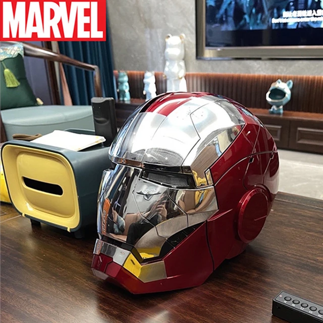 New Marvel Iron Man 1:1 Cosplay Mk5 casco Autoking Voice Remote Control  maschera automatica Led Figure Action regali di san valentino - AliExpress