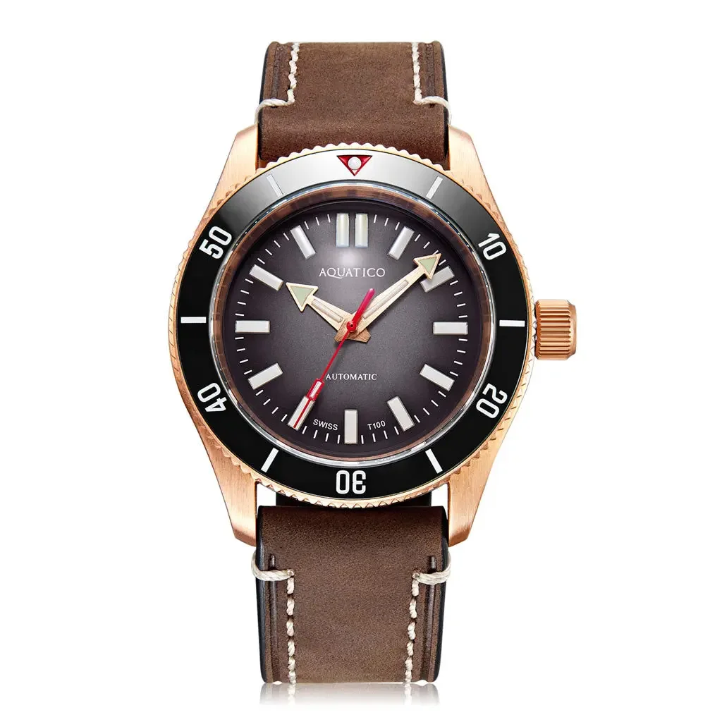 Aquatico Super Star Bronze Dive Watch Quadrante Nero Senza Data (Swiss Sellita Sw200-1)