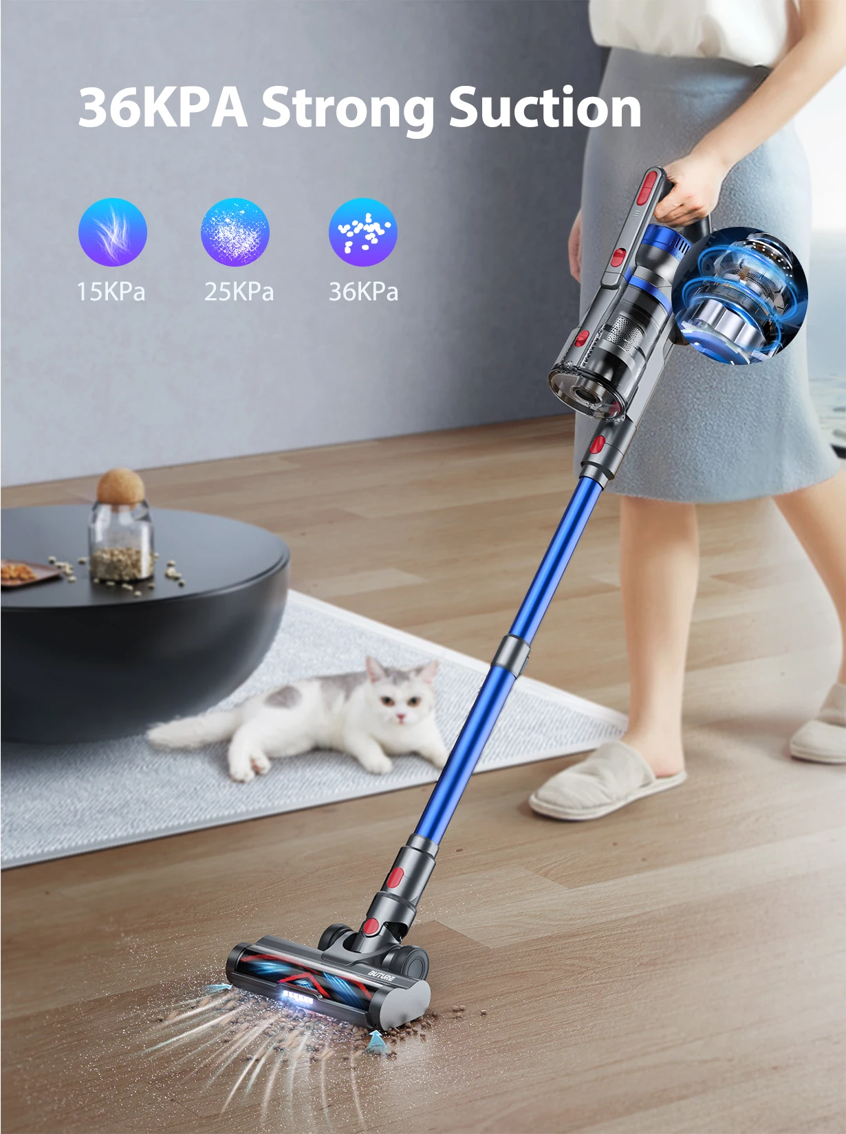 Buture 38000kPa Cordless vacuum cleaner Handheld 450W With