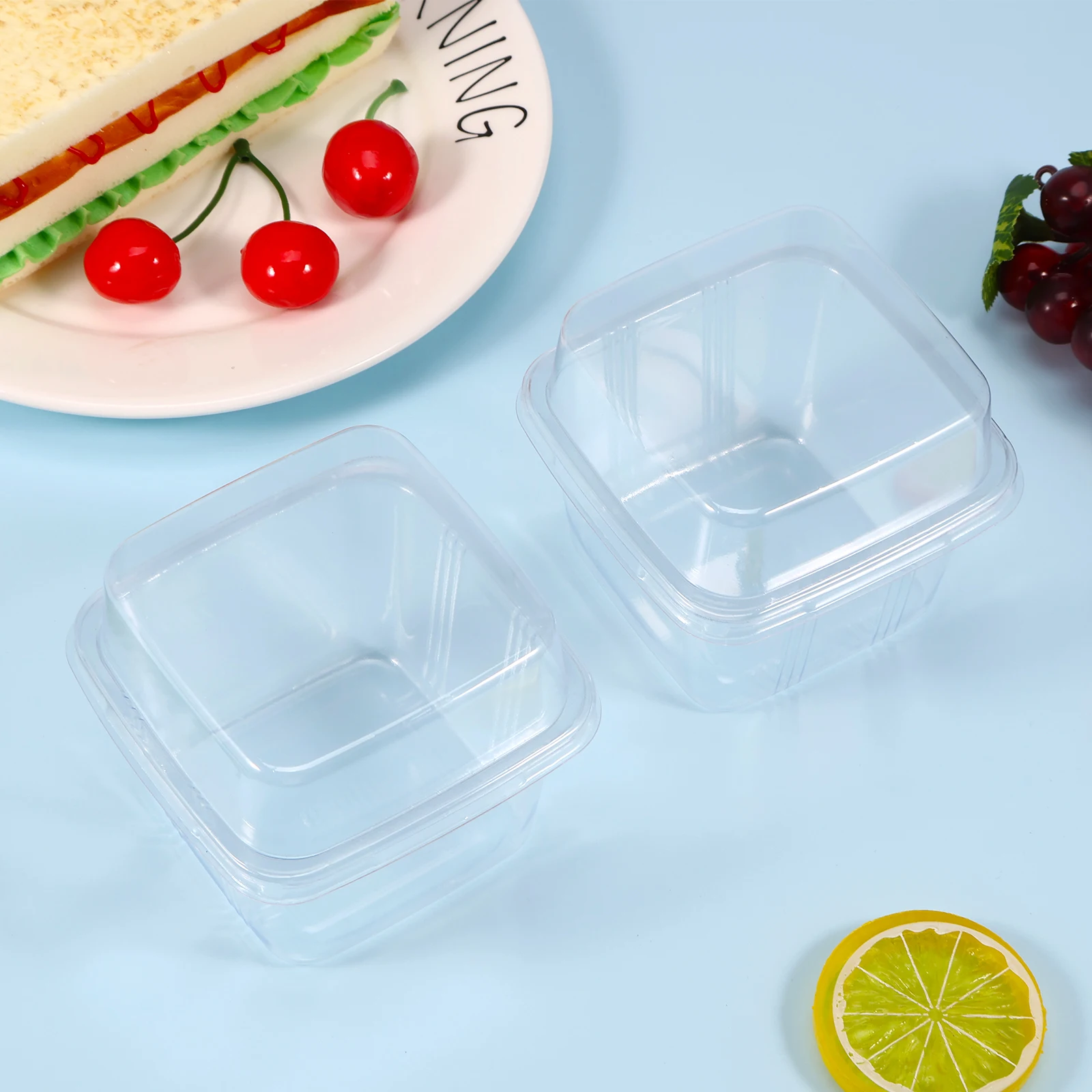 50Pcs Plastic Dessert Cups with Lids 8oz Reusable Cupcake Containers Clear Square Singl... - SKU PDC01322 - UGI Packaging