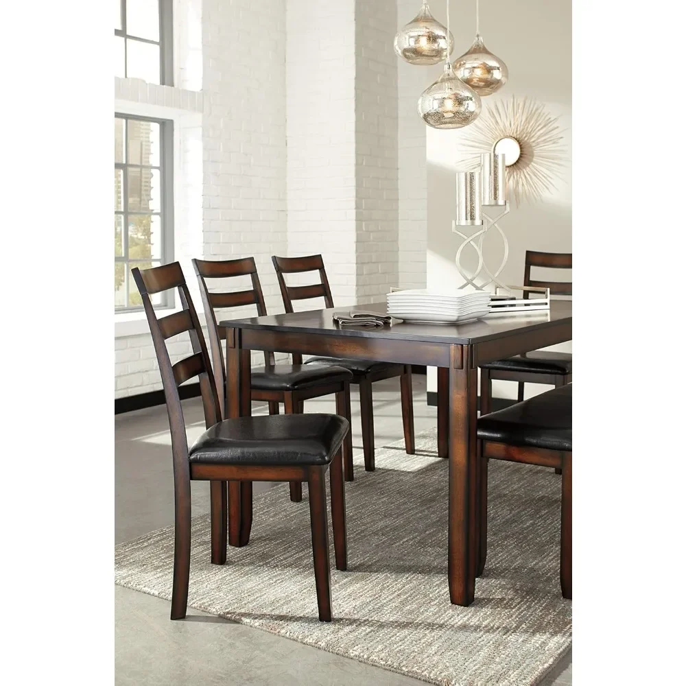 Retro Wooden Furniture modern 6 Piece Dining Set, Includes Table, 4 Chairs & Bench dinning table set