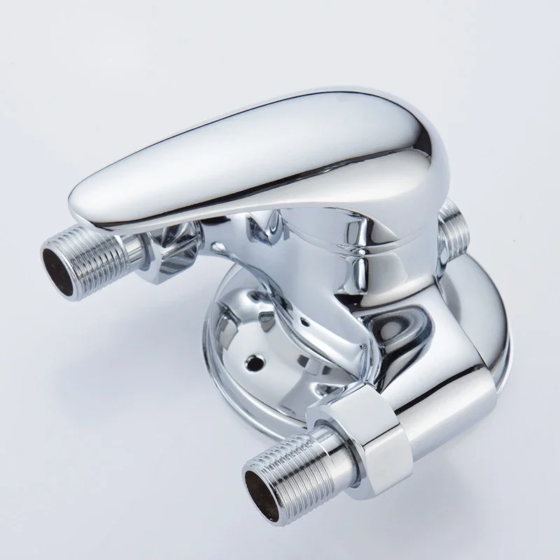 G1/2" Bathtub Shower Faucet Hot and Cold Water Mixing Valve Bathroom Set Countertop Mounted Chrome Plated Valve Bath Shower Set 6