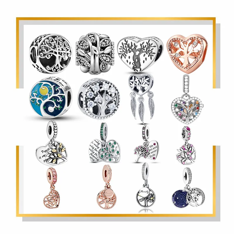 

New 925 Sterling Silver Tree Of Life Charm Dream Catcher Heart Bead For Pandora plata de ley 925 Original DIY Bracelet Jewelry
