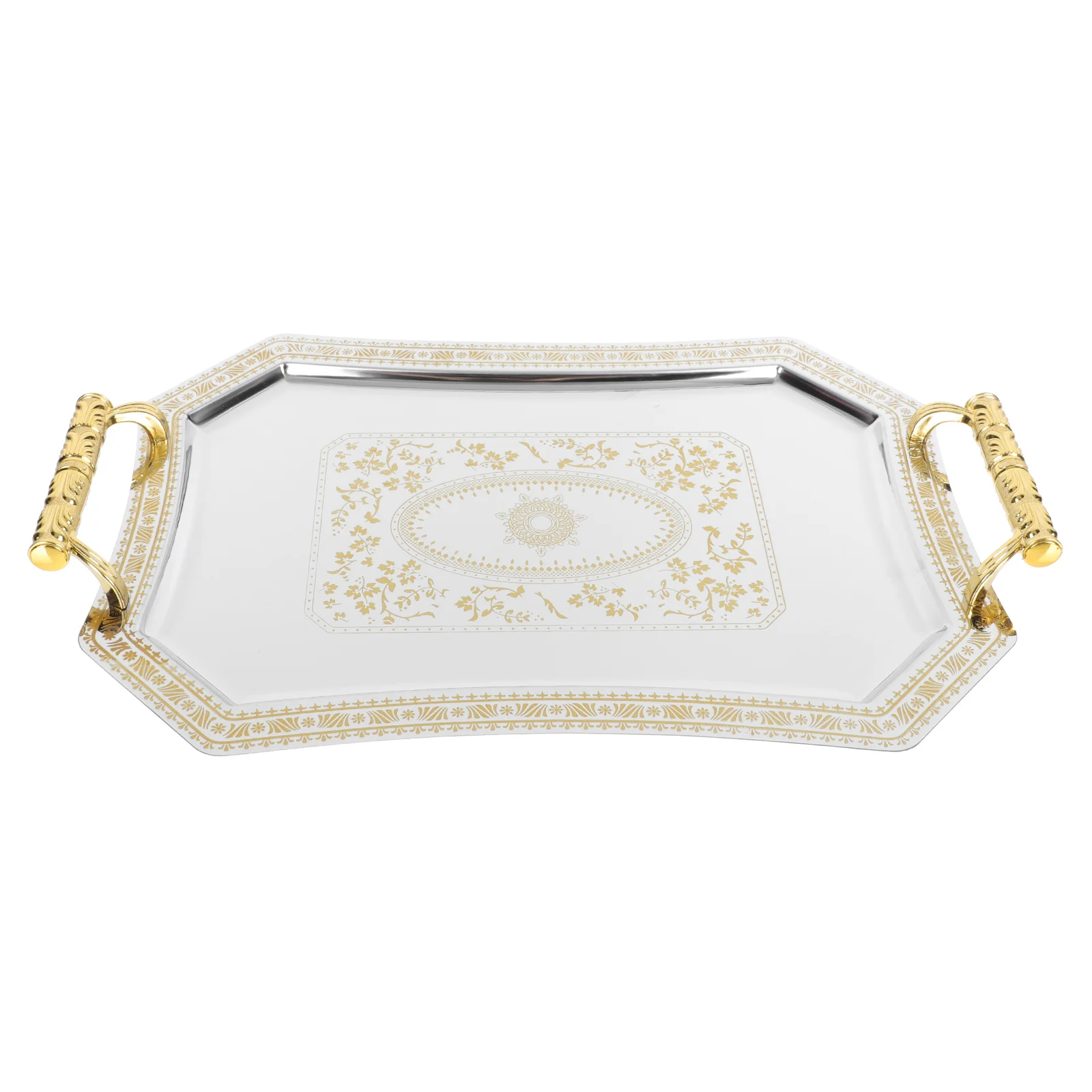 

Tray Plate Glass Platter Serving Kitchen Dishes Plates Plating Service Dresser Gold Decor Coffee Jewelry Stainless Steel