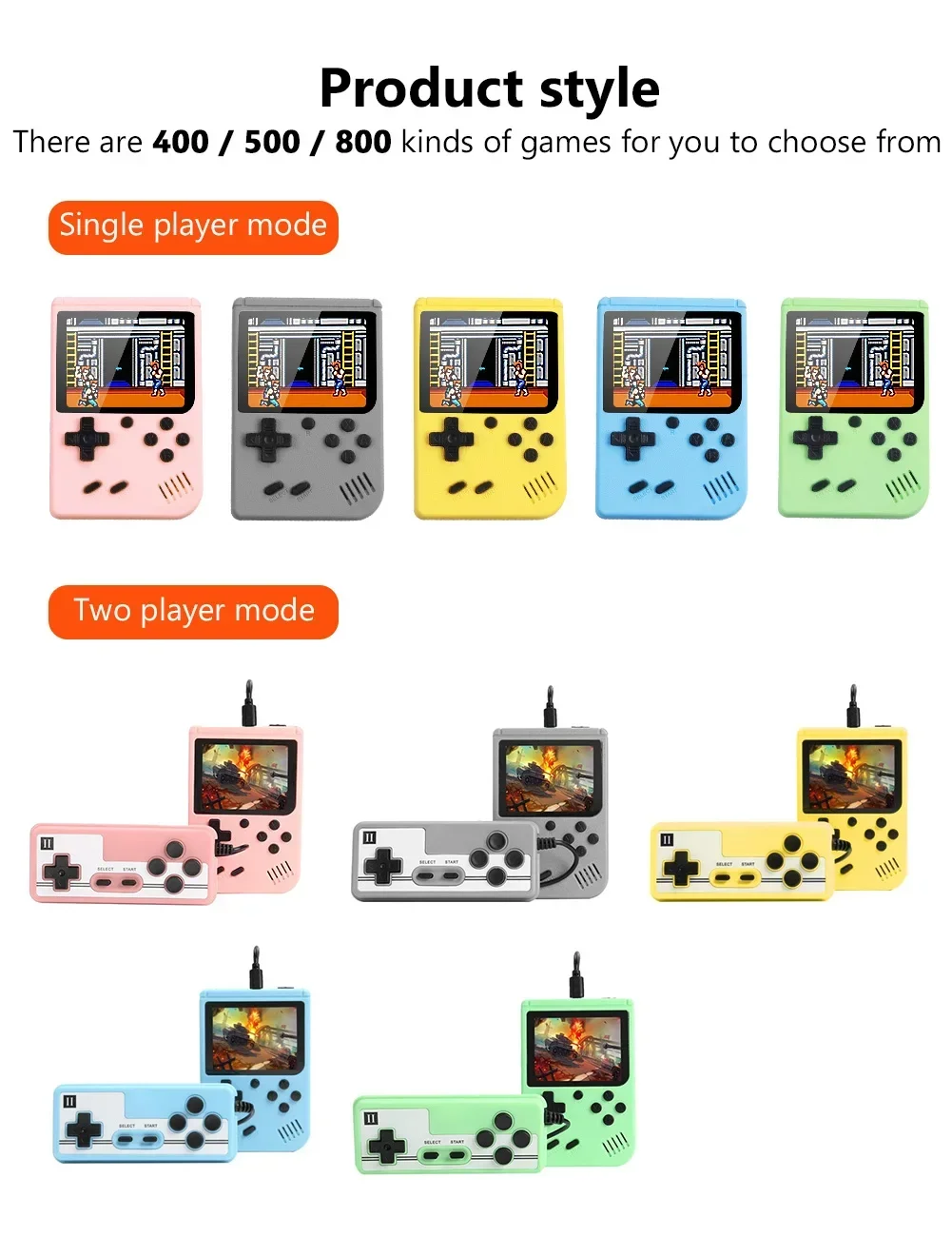 Console Arcade Retro con 500+ Giochi Classici Integrati, Schermo LCD a Colori da 3.0 Pollici, 8-Bit, per TV, Videogiochi Portatili, Regalo per Ragazzi e Bambini - immagine 2