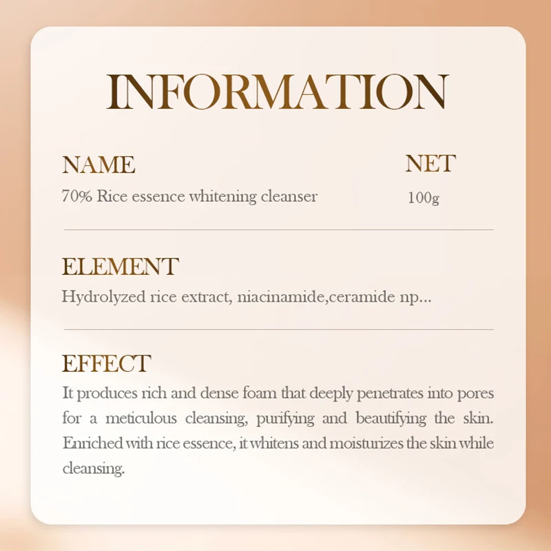 SADOER Rice Essence Whitening Facial Cleanser Moisturizing Anti-Aging Face Cleansing Face Wash Foam Cleanser Skin Care Products