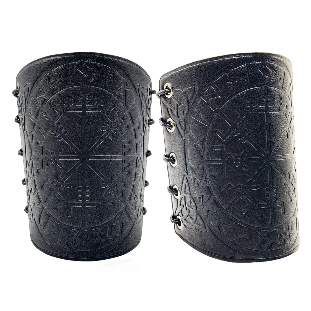 

1 Pair Cosplay Props Retro Vegvisir Embossed Leather Arm Armor Medieval Wristband
