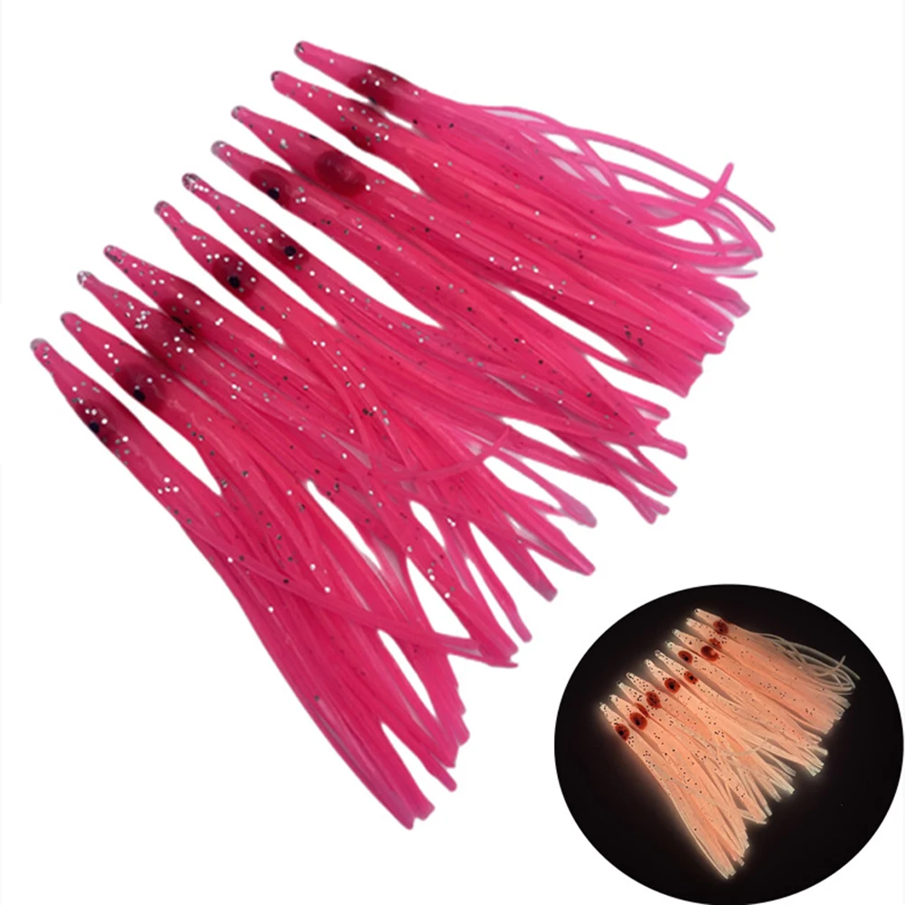 

Brand New Squid Soft Bait Luminous White/Pink 10 Pcs/Set 80mm Accessories Parts Swing Lure Outdoor For Octopus