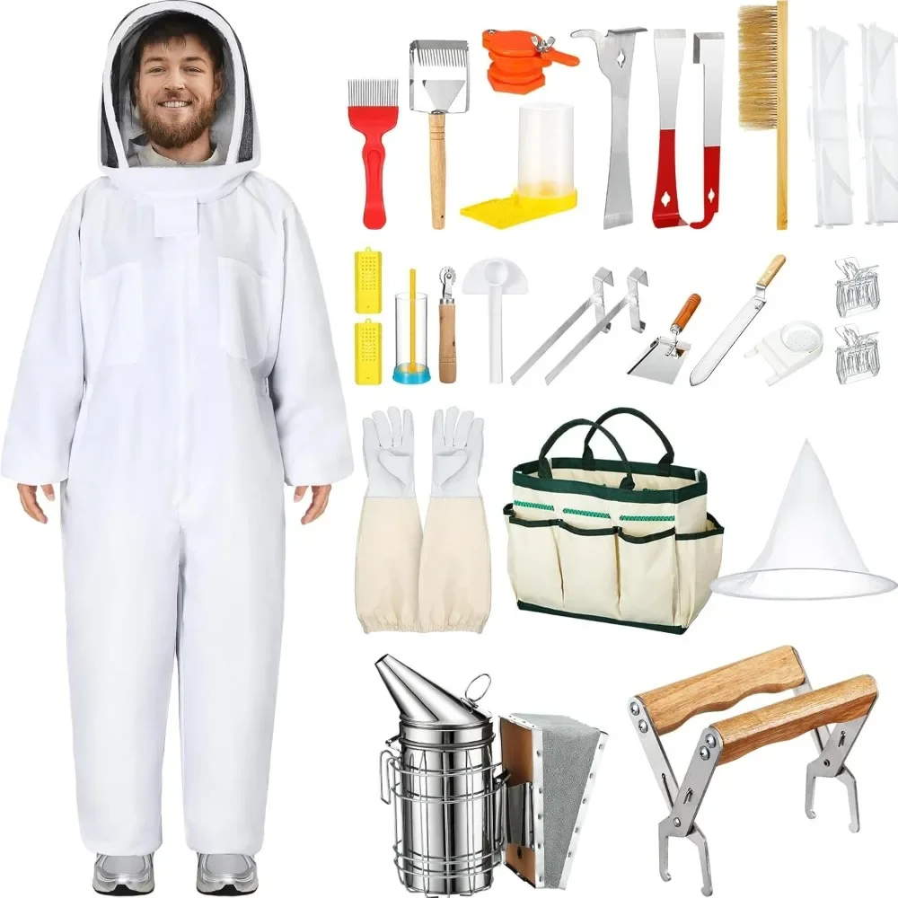 30 Pcs Beekeeping Supplies Tools Bee Suit Starter Kit Bee Keeper Starting Kit Bees Hive Supplies Bees Hives Boxes Starter