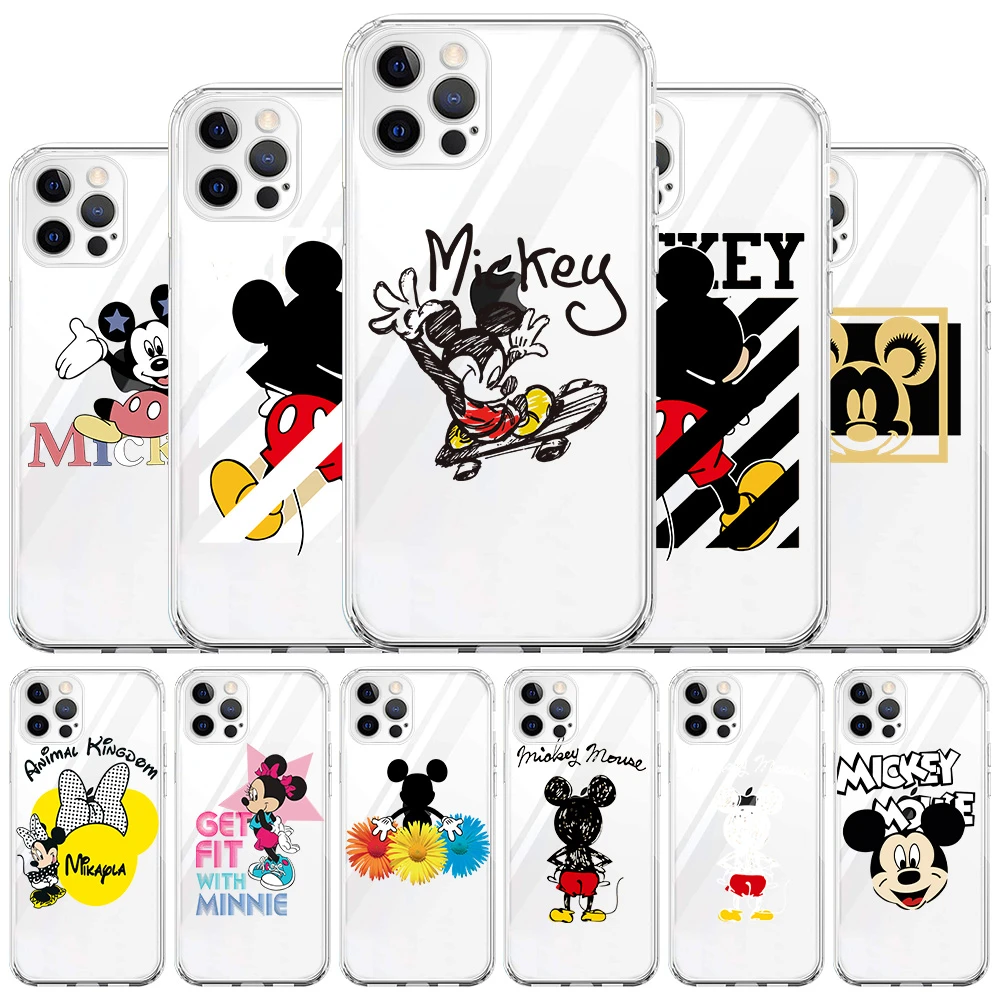 case iphone 13 mini Cute Mickey Mouse Clear Case For Apple iPhone 13 11 12 Pro Max 7 + XR 8 X 6 6S Plus XS 2022 Transparent Soft Phone Cover iphone 13 mini case clear