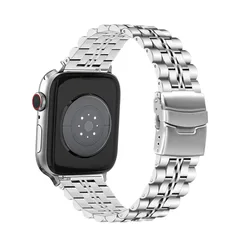 Premium Stainless Steel Watch Strap with Metal Safety Buckle for 38 40 41 42 - S10mm (Silver)