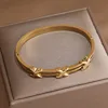 Classic Stainless Steel Metal Cross Geometric Bracelet for Women Elegant Letter Bangles Rust-proof Wrist Jewelry 5