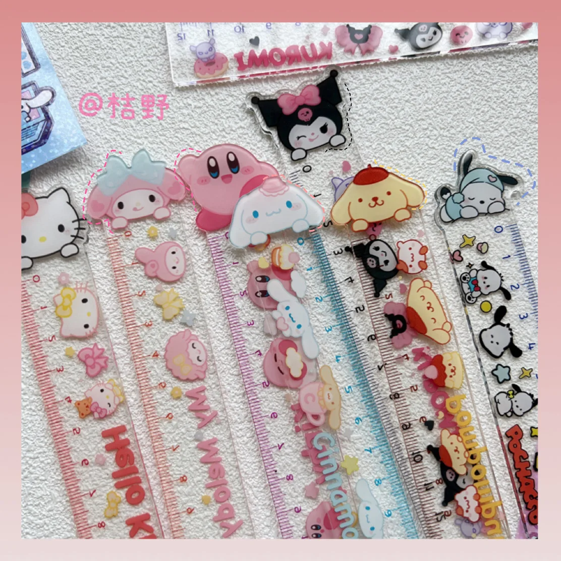 

Cartoon Cute Sanrio Kuromi Cinnmoroll Transparent Ruler Student Stationery Acrylic Girl Drawing Scale Sanrio Ruler