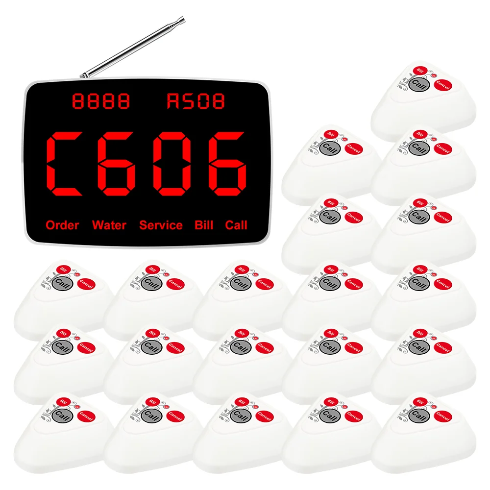 

JINGLE BELLS CTM368 Wireless Calling System 20 Pcs Call Buttons for Bar,Restaurant,Office,Cafe Customer Call waiter Service Bell