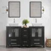 Double Vanity(2 * 24 Vanity 2* Porcelain Vessel Sink Combo(Square) 1 * 12" Side Cabinets) Double Bathroom Vanity Top 1