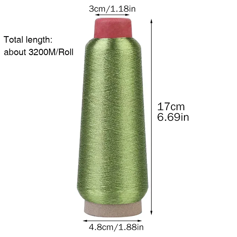 Metallic yarn 1Pcs 3200M/Roll Metallic Embroidery Crochet Knitting Yarn Cross Stitch