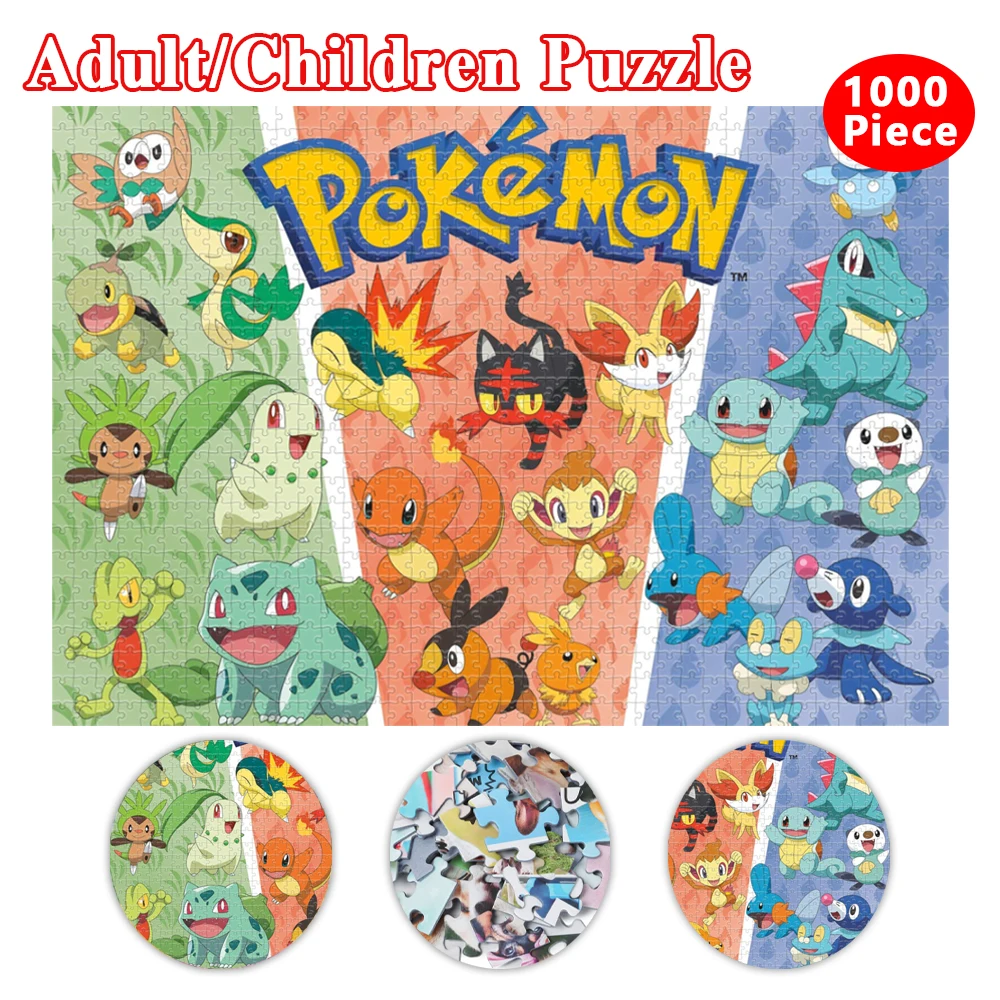Pikachu Puzzles for Adults 1000 Pieces Paper Jigsaw Puzzles Pokemon Educational Decompressing Diy Large Puzzle Game Toys Gift pokemon fire breathing dinosaur pikachu jigsaw puzzle 35 300 500 1000 pcs jigsaw puzzles educational intellectual game toy gifts
