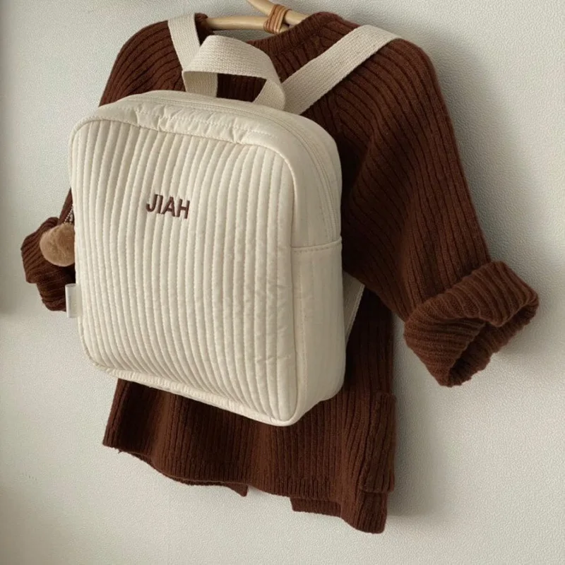 Children Backpack Kindergarten Name Embroidery Schoolbag Personality DIY Anti-Lost Quilted Hot Selling Korean Style Kids Bag 3