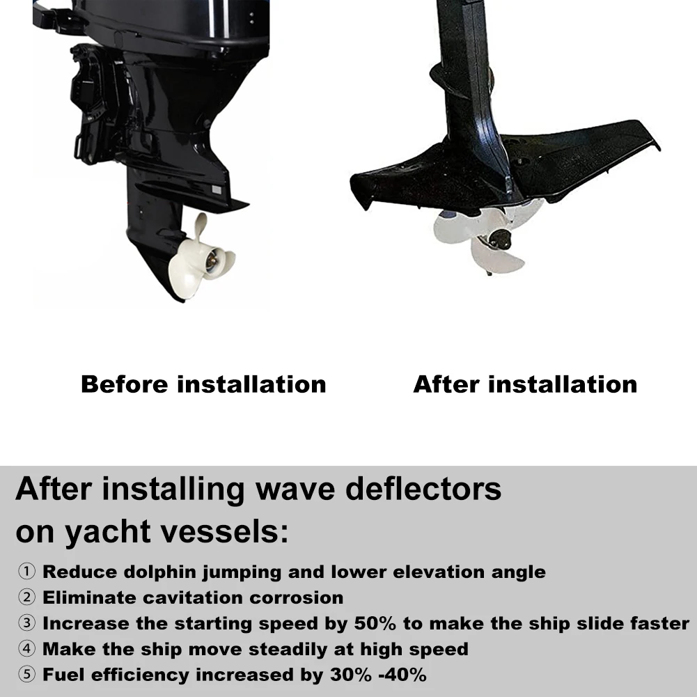 Hydrofoil Stabilizer with Bolt Nut Dual Fin Outboards ABS Plastic Wings Marine Hydrofoil Stabilizer for 4-50 HP Yacht Wave Board